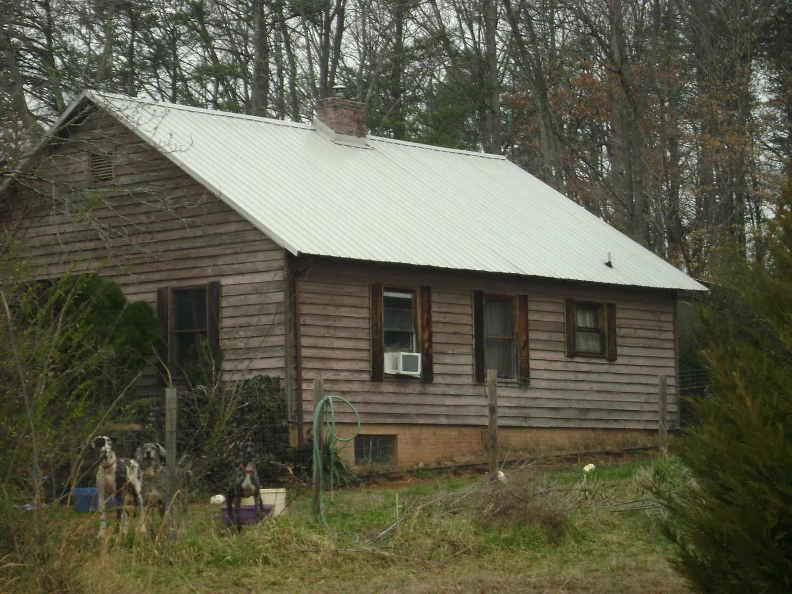 White metal roof on an old wood sided farmhouse, from a Metal Roof Installation job in Venice